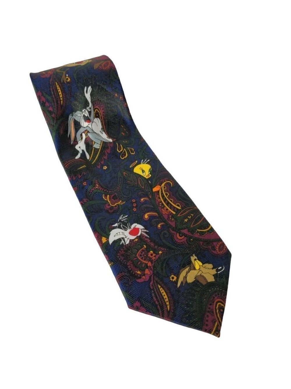 Vintage 1997 Looney Tunes Bugs Tweety Taz Daffy Necktie